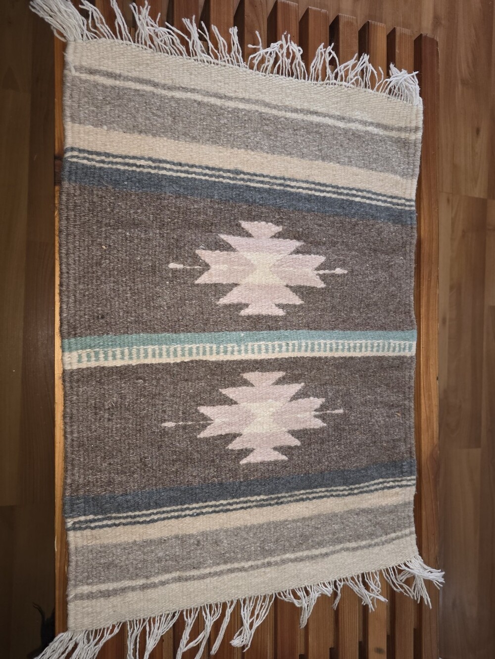 Vintage Southwestern Wool table runner, woven rug, home decor